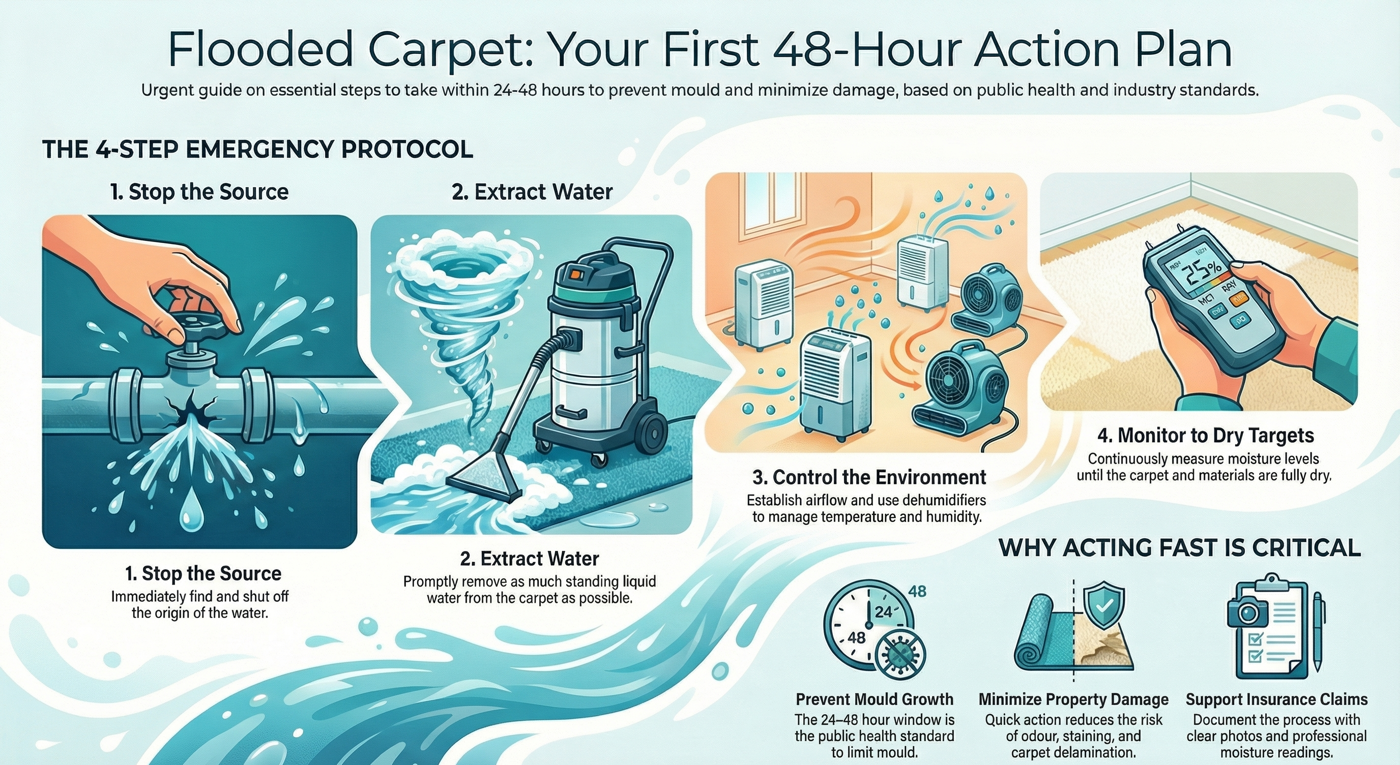 Infographic showing the first 48 hours of flood response in Perth