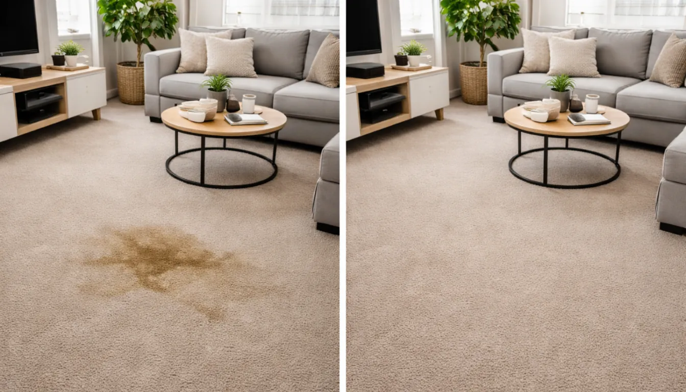Before and after of heavy pet contamination deep clean