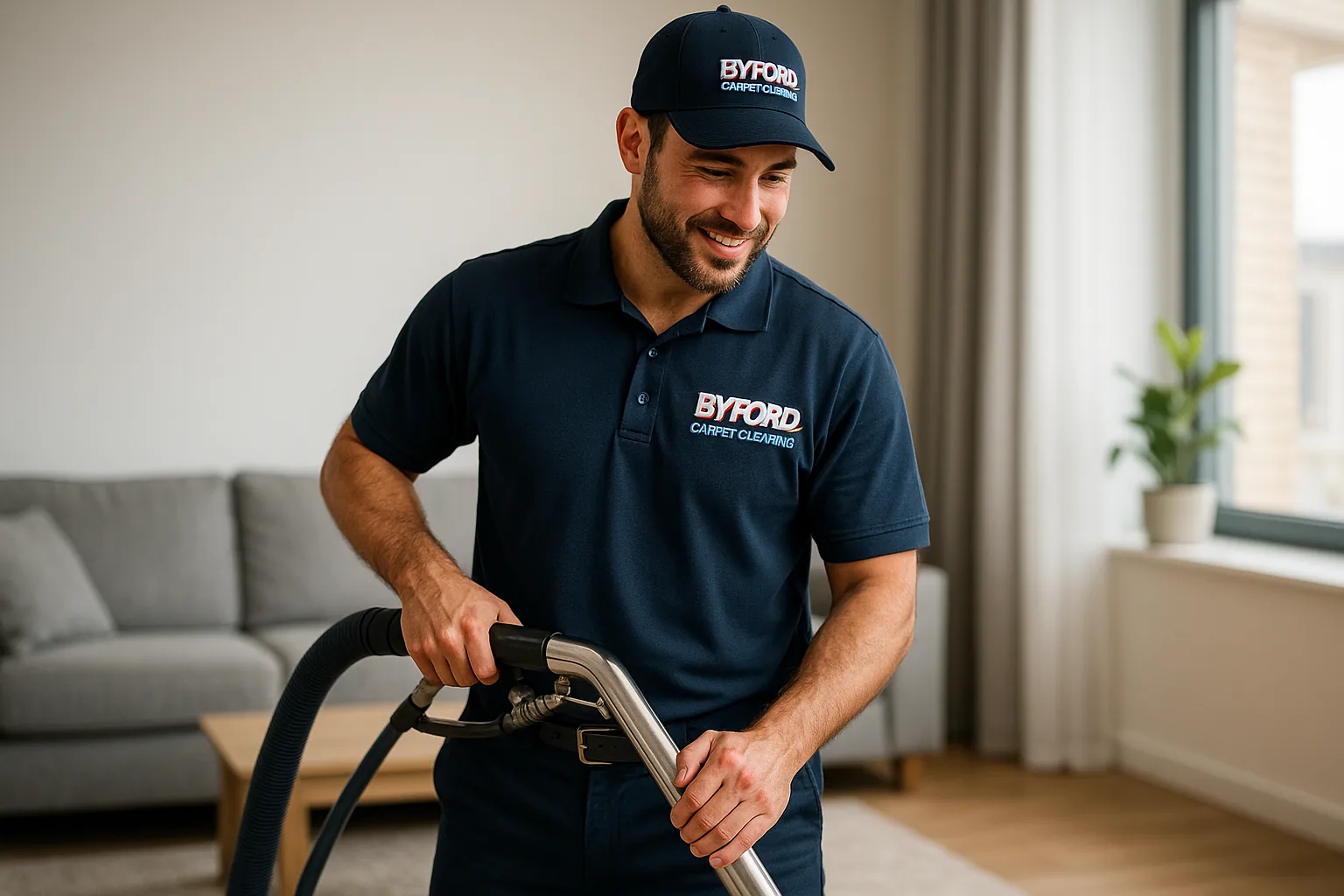 Byford Carpet Cleaning technician treating a urine spot on carpet