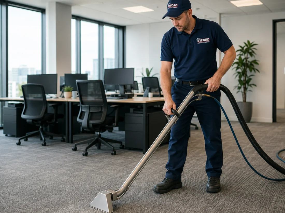 Clean, professional commercial office carpet after deep cleaning by Byford Carpet Cleaning