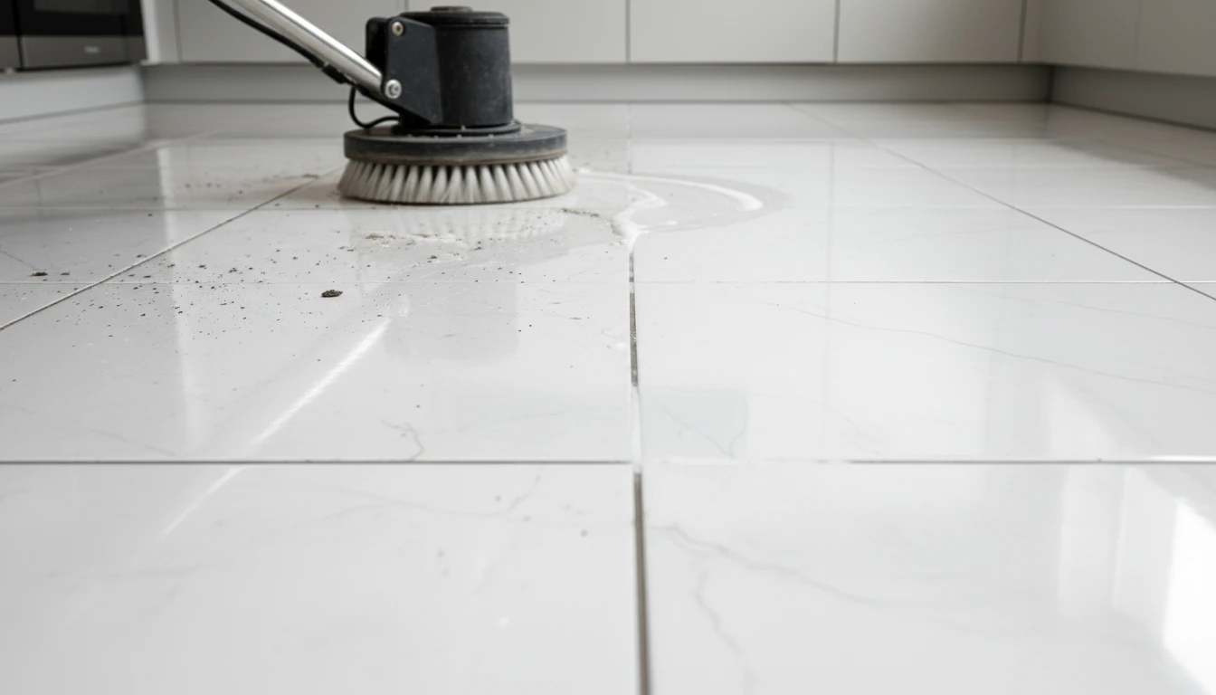 Comparison of cleaned grout versus sealed grout on a Perth tiled floor
